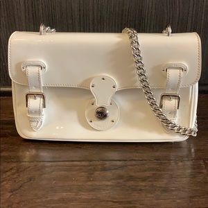 Ralph Lauren Collection white patent shoulder bag